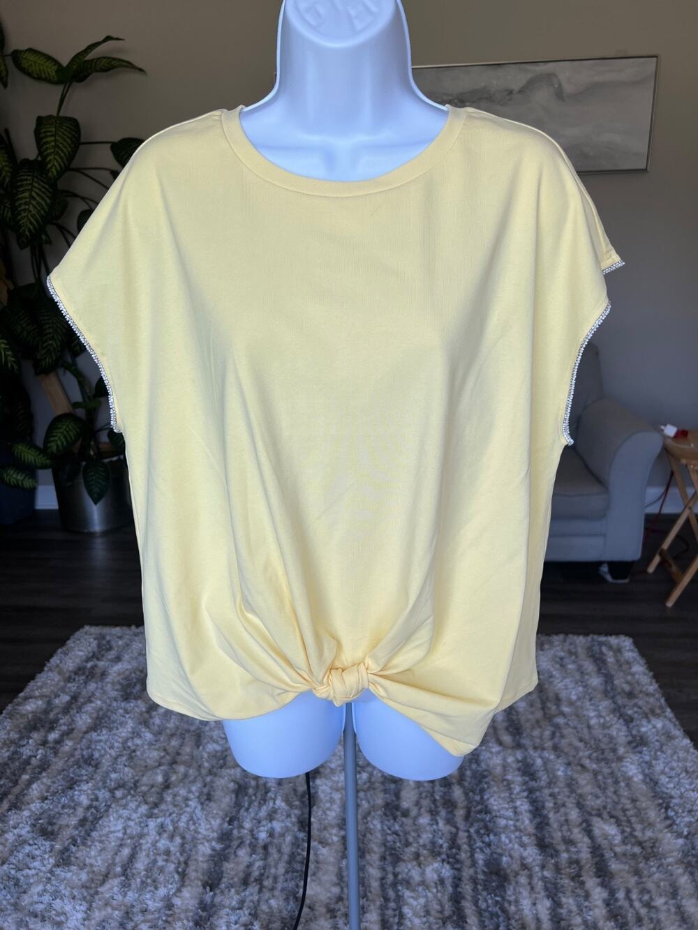 Marc New York Sport Yellow Draped Top Womens Size XL Cotton/Spandex‎ #842